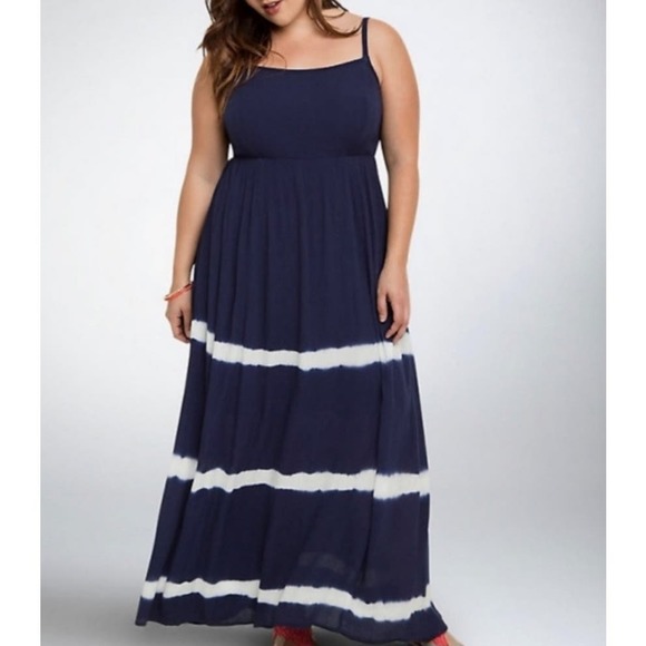 torrid Dresses & Skirts - Torrid Tiedye Navy & White Maxi Dress Sz 2X